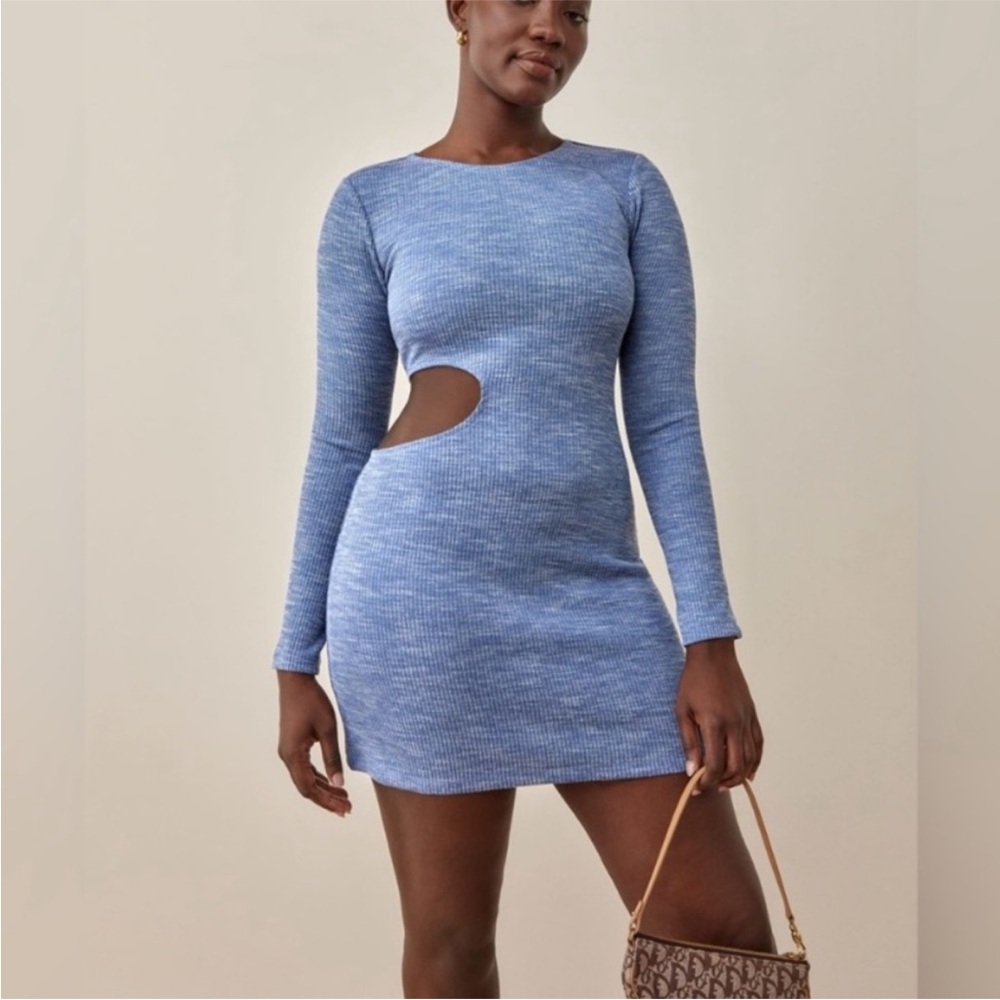 ReformationElegant Blue Cut-Out Dress